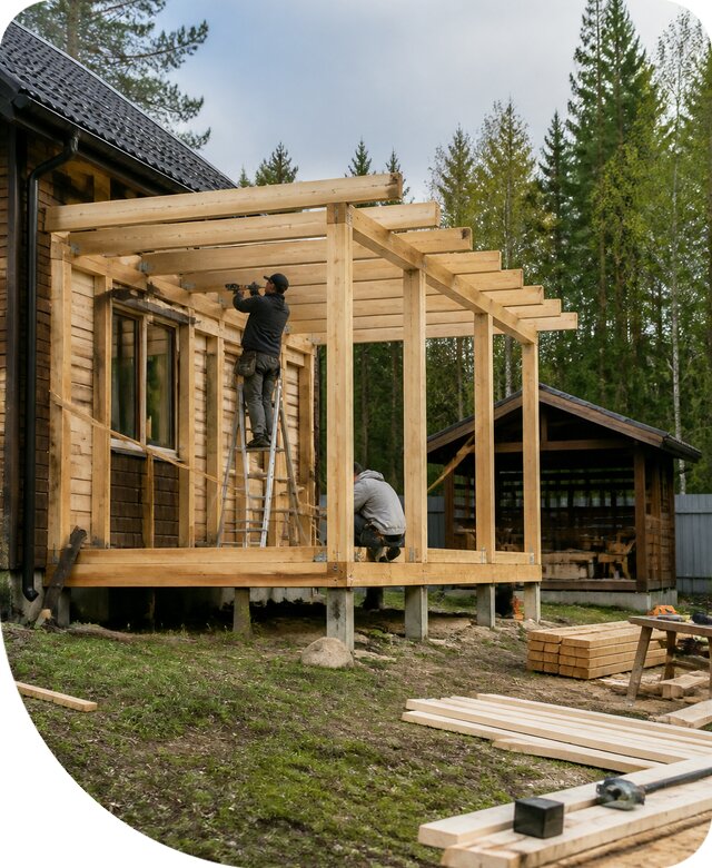 Строительство пристроек и построек на участке в Климовске