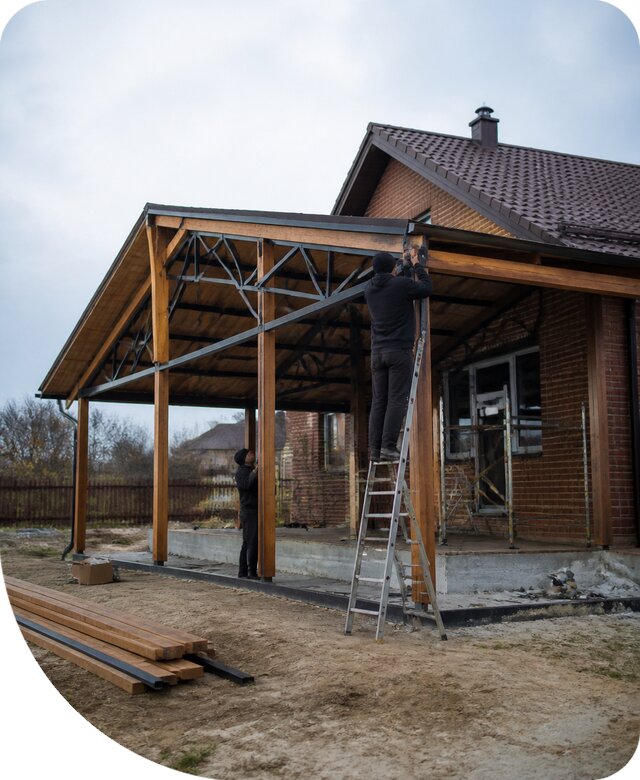 Пристройка навеса к дому и участку в Климовске под ключ