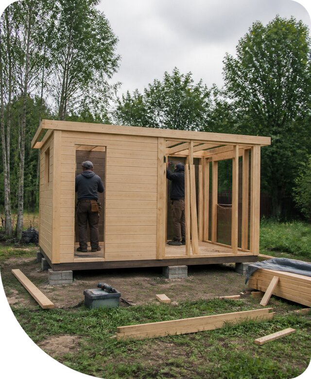 Строительство туалета с хозблоком под ключ в Климовске